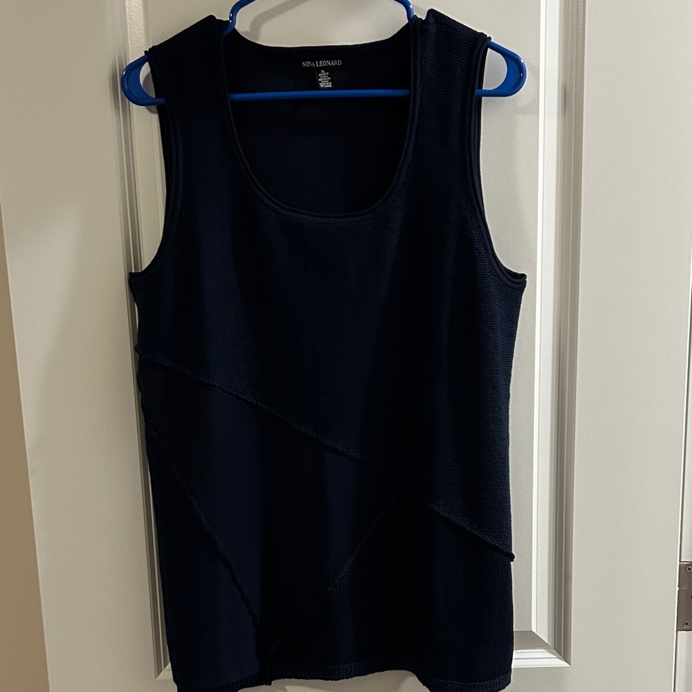 Nina Leonard Navy Tank Top